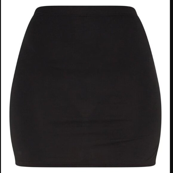 PrettyLittleThing Black Jemmia Split Mini Skirt New with tags NWT 0 - Picture 6 of 13